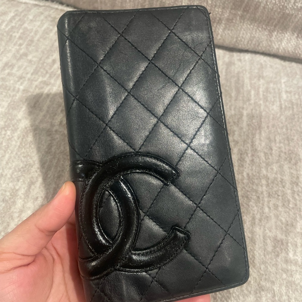 Chanel Cambon Wallet. Classic Black and Pink Interior Bi Fold Wallet